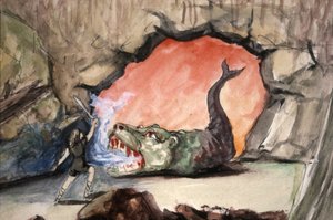 Siegfried die de draak Fafner doodt door Unbekannter Künstler