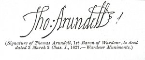 Handtekening van Thomas Arundell