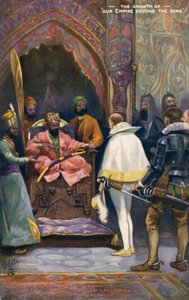 Sir J Mildenhall ontvangen door Akbar de Grote door Unbekannter Künstler