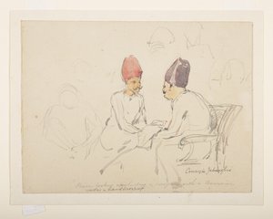 Schets van Sir Cowasji Jehangir (potlood & aquarel op papier) door Unbekannter Künstler
