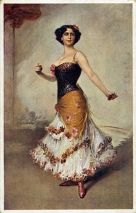 Spaanse danseres met castagnetten door Unbekannt