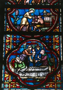 Glas-in-lood van de Kathedraal Notre Dame van Doornik, België