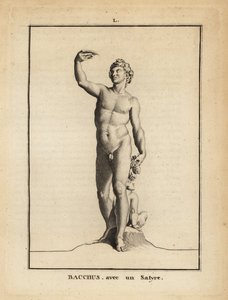 Standbeeld van Bacchus, de Romeinse god van de wijn, naakt met een sater