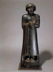 Standbeeld van Gudea, Prins van Lagash, Neo-Sumerisch, uit Telloh, oud Girsu, c.2130 v.Chr. (dioriet) door Unbekannt