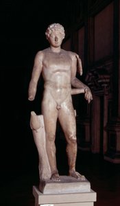 Standbeeld van een jongeling met de attributen van Mercurius, Romeins