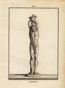 Standbeeld van de sater Marsyas die de straf van Apollo ontvangt, levend gevild door Unbekannt