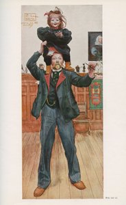 Zweedse illustrator Carl Larsson (1853-1919) met zijn dochter Brita. Aquarel uit 