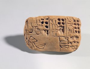 Tablet met pictografische inscriptie, Protoliterate Periode, c.3300 v.Chr. (klei) door Unbekannt