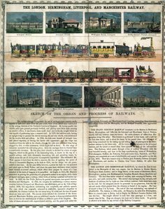 De Londen, Birmingham, Liverpool en Manchester Spoorweg c 1860 uit een verklarende folder voor een legpuzzel