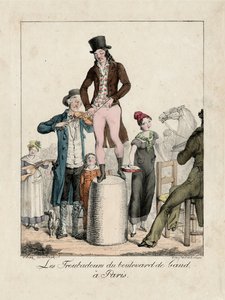 De Troubadours van Boulevard de Gand, Parijs, ca. 1820 (gravure)