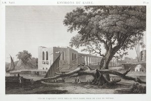 Het aquaduct in Oud Caïro, vanaf het eiland Roudah, Egypte, ca. 1798 door Unbekannt
