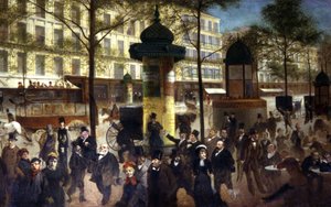 De menigte op de boulevard des Italiens in Parijs, ca. 1900