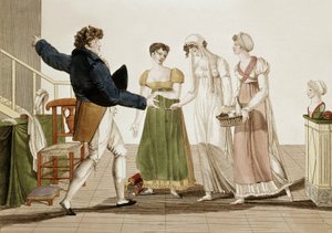 De modeontwerper ten tijde van het 1e keizerrijk in Frankrijk (1804-1815), gravure