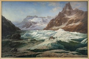 De zee van ijs, olieverfschilderij op doek door Claude Hugard de la Tour (1818-1886), die een uitzicht op de Alpen voorstelt