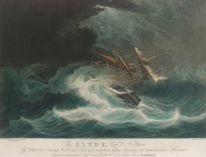 Het schip Clyde, voor Point Natal (?), gevangen in de storm op 1 november door Unbekannter Künstler