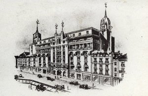 Thermisch toerisme: uitzicht op het Carlton hotel in Vichy, Frankrijk ca. 1905 (ansichtkaart)