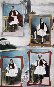 Traditionele Griekse mannenkostuums - Ansichtkaart 1914-1918