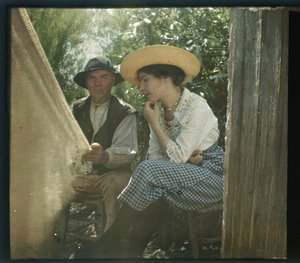 Pittoreske Vendée: La leçon de filet, augustus 1919, Longeville, Frankrijk - Autochroom anoniem door Unbekannter Künstler