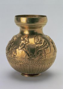 Vaatwerk met Scythische krijgers, Grieks werk uit het Bosporus Koninkrijk, tweede helft van de 4e eeuw v.Chr. door Unbekannt