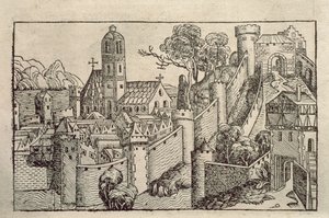 Uitzicht op de Oude Stad Alexandrië uit een boek met gravures getiteld 
