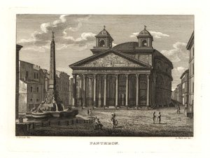 Uitzicht op het Pantheon en de Fontana del Pantheon, Rome