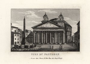 Pantheon met fontein, Fontana del Pantheon, en Macuteo obelisk op het Piazza della Rotonda, Rome