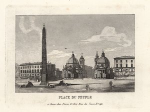 Uitzicht op de Piazza del Popolo, met een Egyptische obelisk van Ramses II uit Heliopolis, Rome door Unbekannt