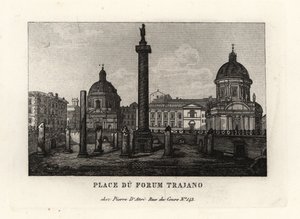 Uitzicht op het Forum van Trajanus met de Zuil van Trajanus, Rome