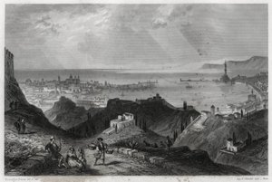Zicht op de stad en haven van Genua, de schitterende stad, de marmeren stad, Genua-la-Superb, in het boek over de Middellandse Zee door Louis Enault (1824-1900), een Franse journalist en reiziger. door Unbekannt