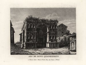 Zicht op de ruïnes van de Boog van Janus Quadrifrons, Rome