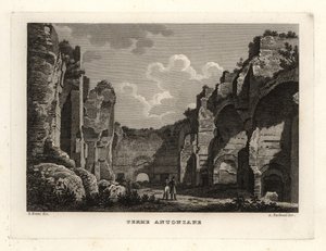 Zicht op de ruïnes van de Thermen van Caracalla, Rome