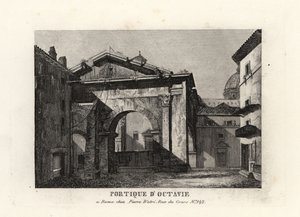 Zicht op de ruïnes van de Porticus van Octavianus, Porticus Octaviae, Rome door Unbekannt