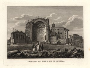 Zicht op de ruïnes van de Tempel van Venus en Roma, Rome door Unbekannt