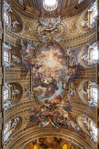 Zicht op het gewelf van het schip met "De Triomf in de Naam van Jezus", Kerk van de Gesù, Rome, Italië