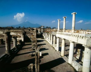 Uitzicht op het forum van Pompeii en de Vesuvius door Alec Hunter