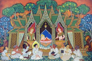 Wat Ananda Metyarama Thaise boeddhistische tempel. Geboorte van Siddhartha Gautama (algemeen bekend als Boeddha), 20160818, Singapore, Singapore door Unbekannt