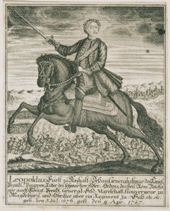 De Pruisische legerleider Leopold I. Vorst van Anhalt-Dessau door Unbekannter Stecher