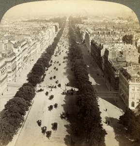 Champs Elysees vanaf de Arc de Triomphe, Parijs, Frankrijk, 19e eeuw