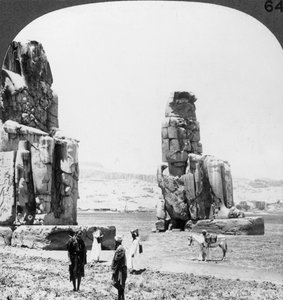Kolossale Memnon-standbeelden in Thebe, Egypte, 1905