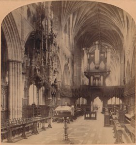 Interieur van de kathedraal van Exeter, Engeland door Underwood and Underwood