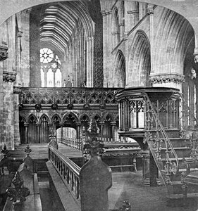 Interieur van de Kathedraal van Glasgow, Schotland, eind 19e eeuw