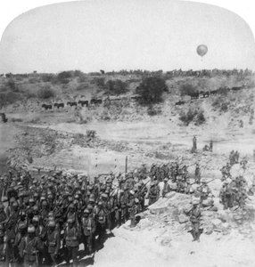 Lord Roberts infanterie steekt de Zandrivier over, Zuid-Afrika