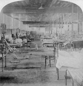 Modderhal, de laatste gevangenis bezet door de Britse officieren in Pretoria, Zuid-Afrika, 1901