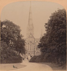 Salisbury Kathedraal noordwest front Engeland, eerste grote kerk van de vroege Engelse stijl, 1900 door Underwood and Underwood