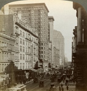 Wolkenkrabbers, Randolph Street, Chicago, Illinois, VS, ca. eind 19e eeuw