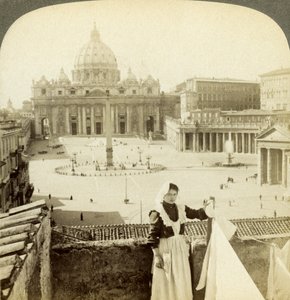 Sint-Pietersplein en Basiliek en het Vaticaan, Rome, Italië door Underwood and Underwood