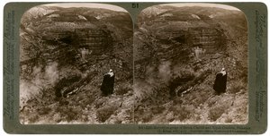 De kloof van Brook Cherith en Elijah Klooster, Palestina door Underwood and Underwood