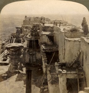 Wolpi...een hoofd pueblo van het mysterieuze Moki-ras Cliff Dwellers, Arizona, VS, 1901