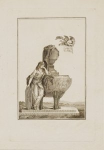 Mythologische figuur rouwend over het graf van Louis XVI door Unidentified