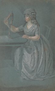 Zittende vrouw met een fysiognotrace door Unknown